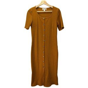 Y2K 90's Light Academia SAY WHAT? Button down ribbed Maxi Dress, Women’s Large